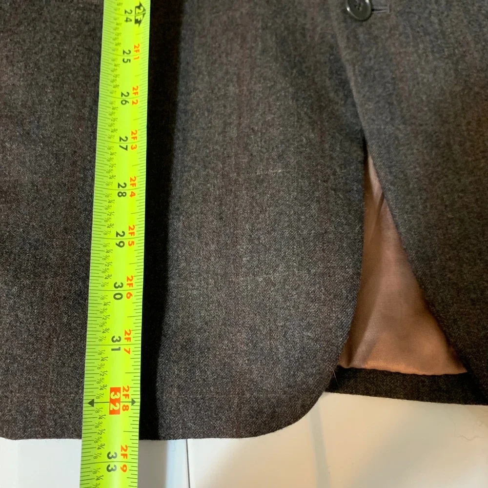 Vintage Oscar de la Renta Blazer 44R Brown Wool Pinstripe Two Button Sport Coat